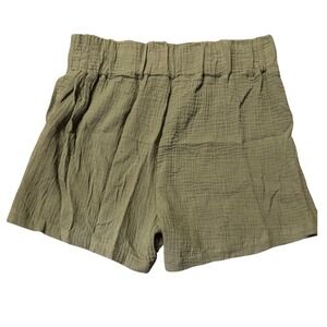 ONE5ONE High Rise Gauze‎ Shorts Olive Green Elastic Waist Casual Comfy M NWOT